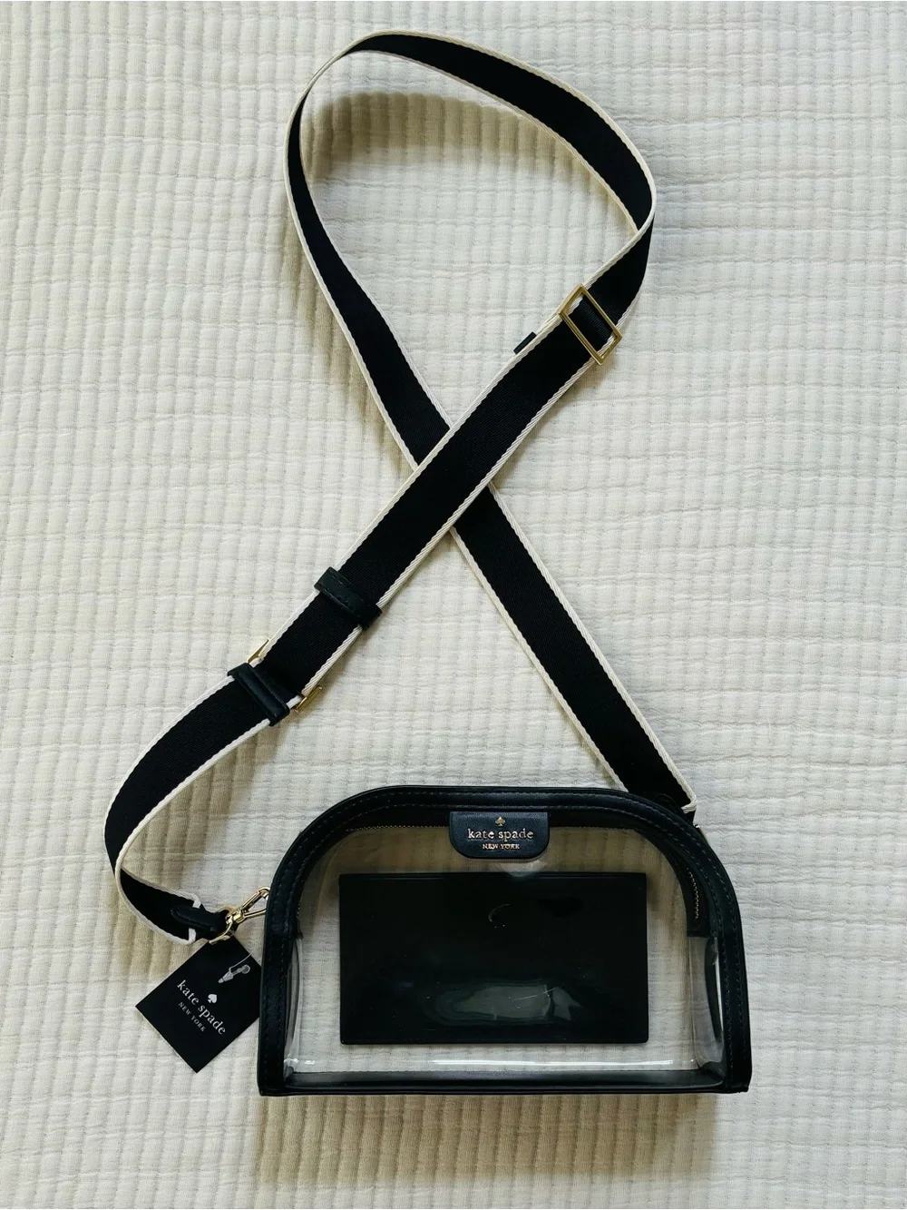 Kate Spade Clare Clear Small Dome Crossbody Bag Black Multi Stadium Bag NWT - Picture 12 of 16